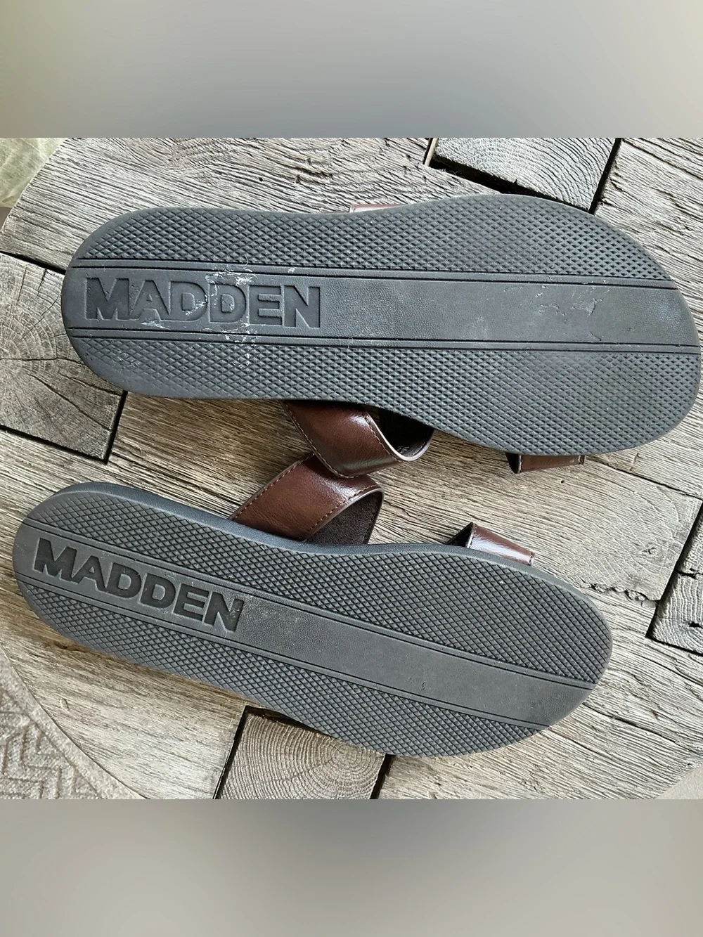 🤎Madden Brown Leather Slide Sandals Men's 9.5 Minimalist Coastal